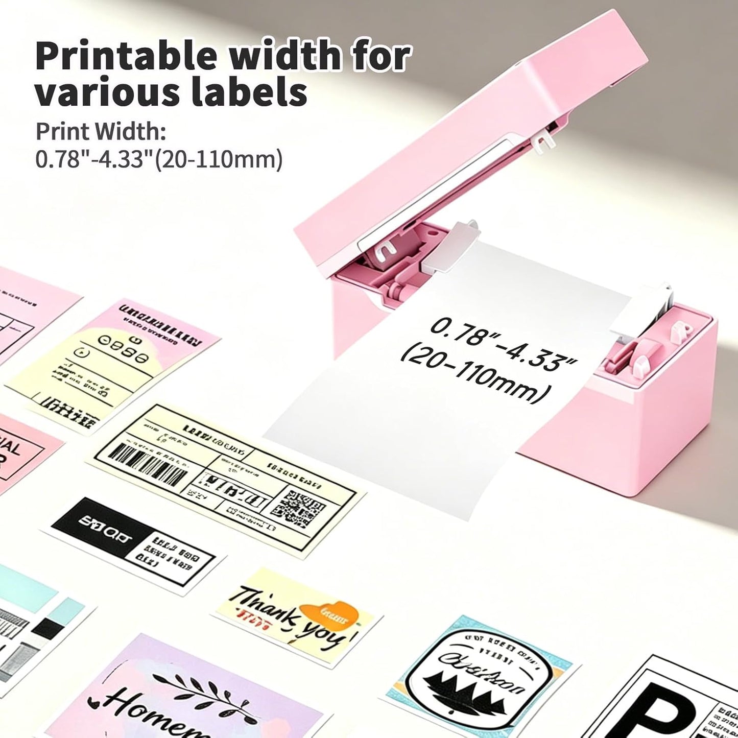 Shipping Label Printer, 4X6 Bluetooth Thermal Label Printer for Shipping Packages Small Business, Thermal Printers Compatible with Android Iphone Windows Mac USPS Amazon Shopify Etsy, Pink
